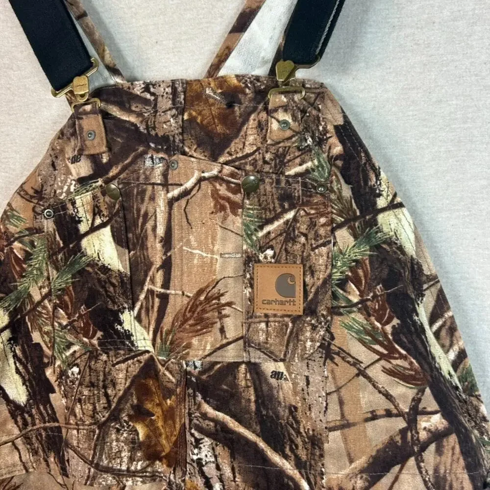 Carhartt Adult Dungarees RealTree Camo Overall Bibbs 50 x 32 Lined Double‎ Knee